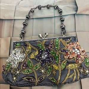 Designer style purse bag evening Crystal stones beaded
